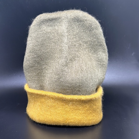 New Beanie Hat. Soft Olive Soft Mustard. Reversible/Two Hats in One. Andean. - Picture 3 of 7